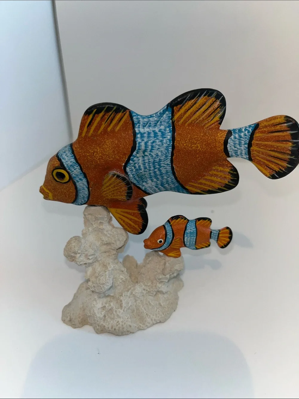 Orange & White Clownfish Aquarium Ornament - Decorative Fish Accent